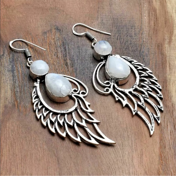 Rose quartz angel wings earrings - Picture 6 of 6